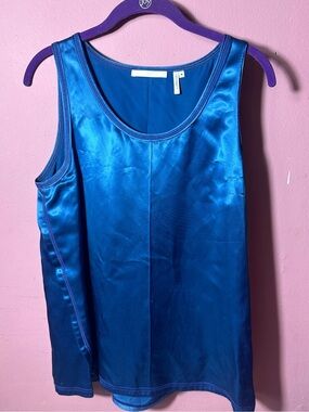 Helmut Lang Vibrant Blue Satin Scoop Tank